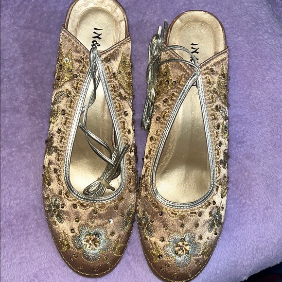 Gold Embellished High Heel Mules - Picture 6 of 7